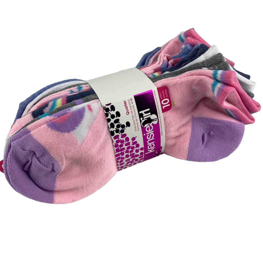 NWT Kensie Girl 10 Pack Quarter Socks - Shoe Size 4-10